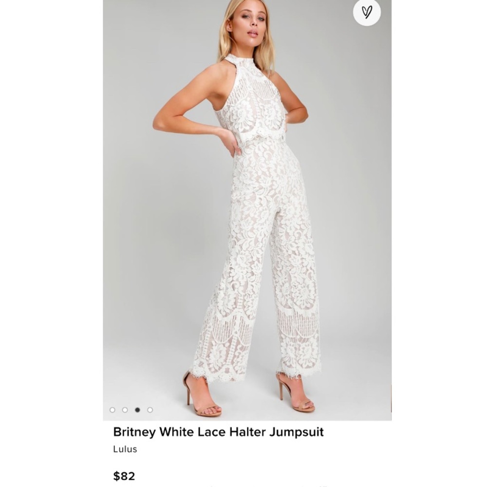 Lulus Britney Lace halter Jumpsuit. Size small. Bridal / wedding event outfit.